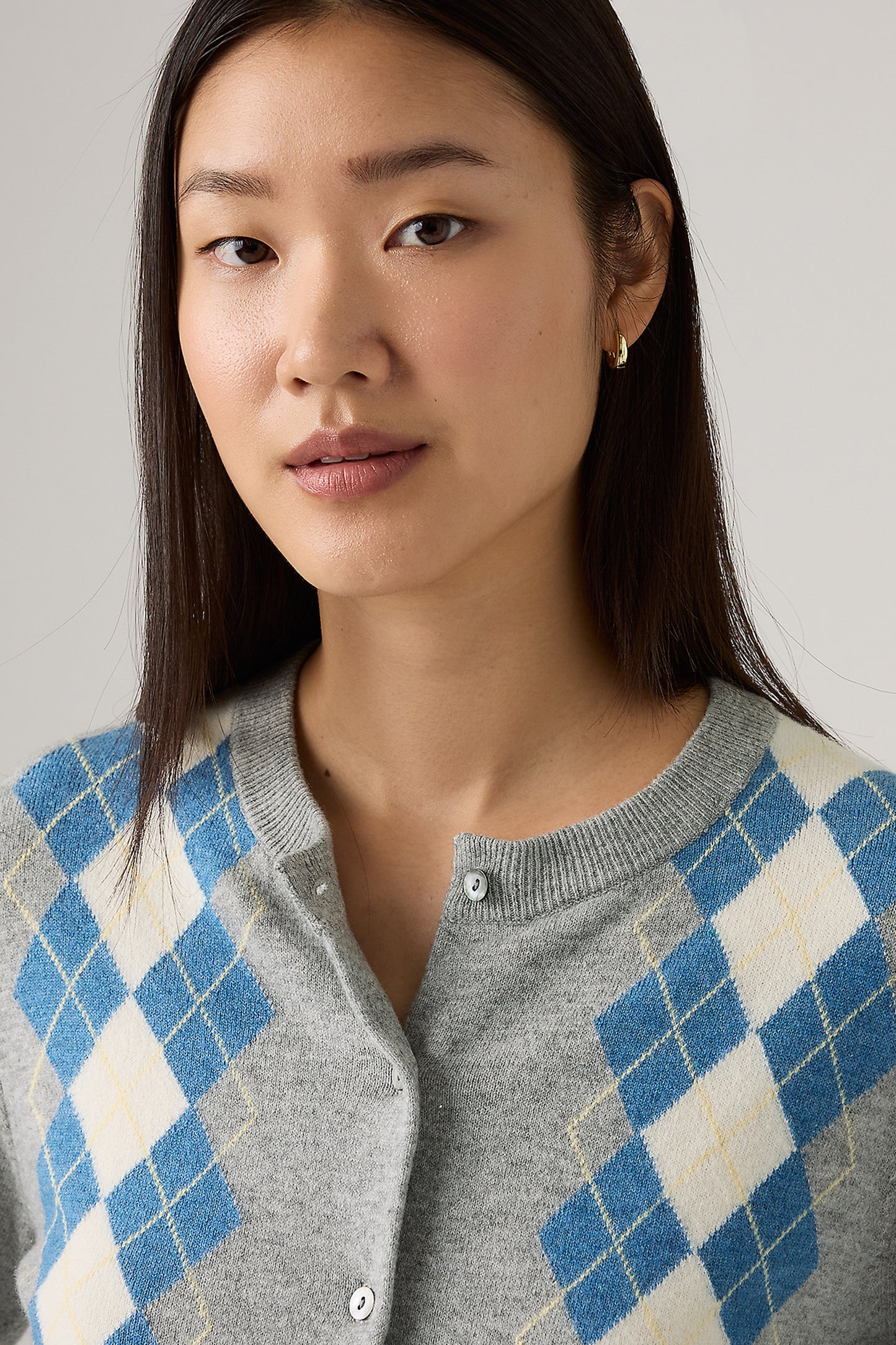 Supersoft Crewneck Cardigan Elgin Placed Argyle V2 Star Sapphire Triblend