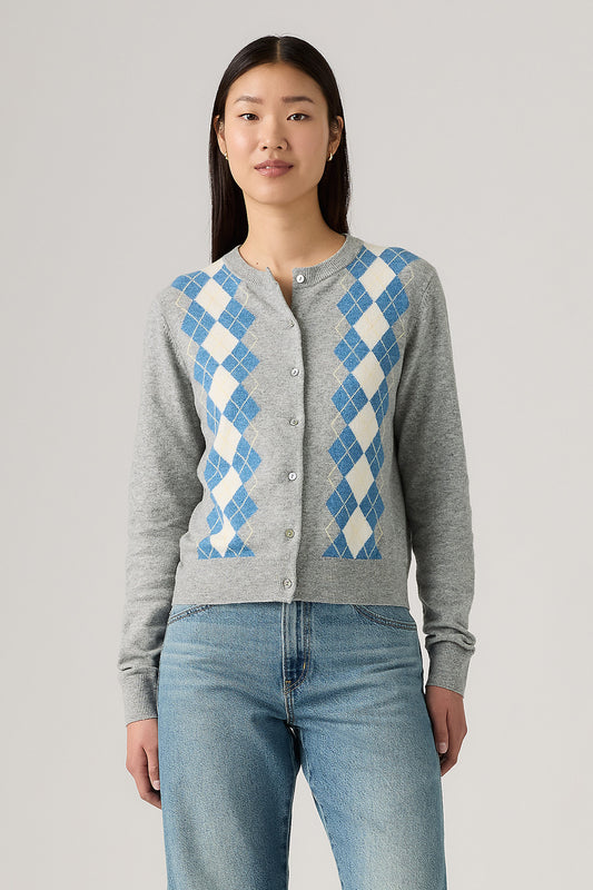 Supersoft Crewneck Cardigan Elgin Placed Argyle V2 Star Sapphire Triblend