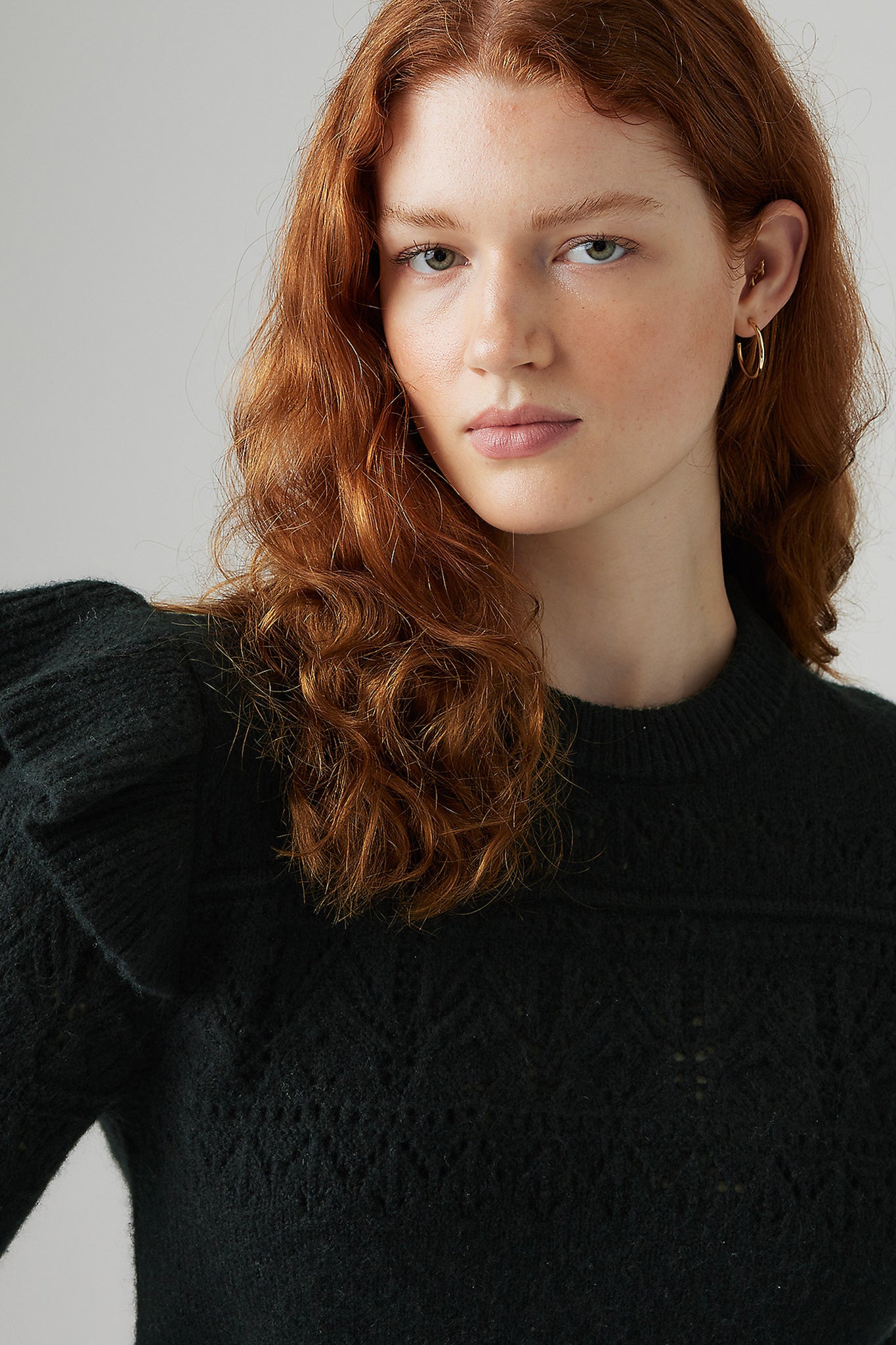 Shane Flutter Sleeve Pull-Over Anthracite Night