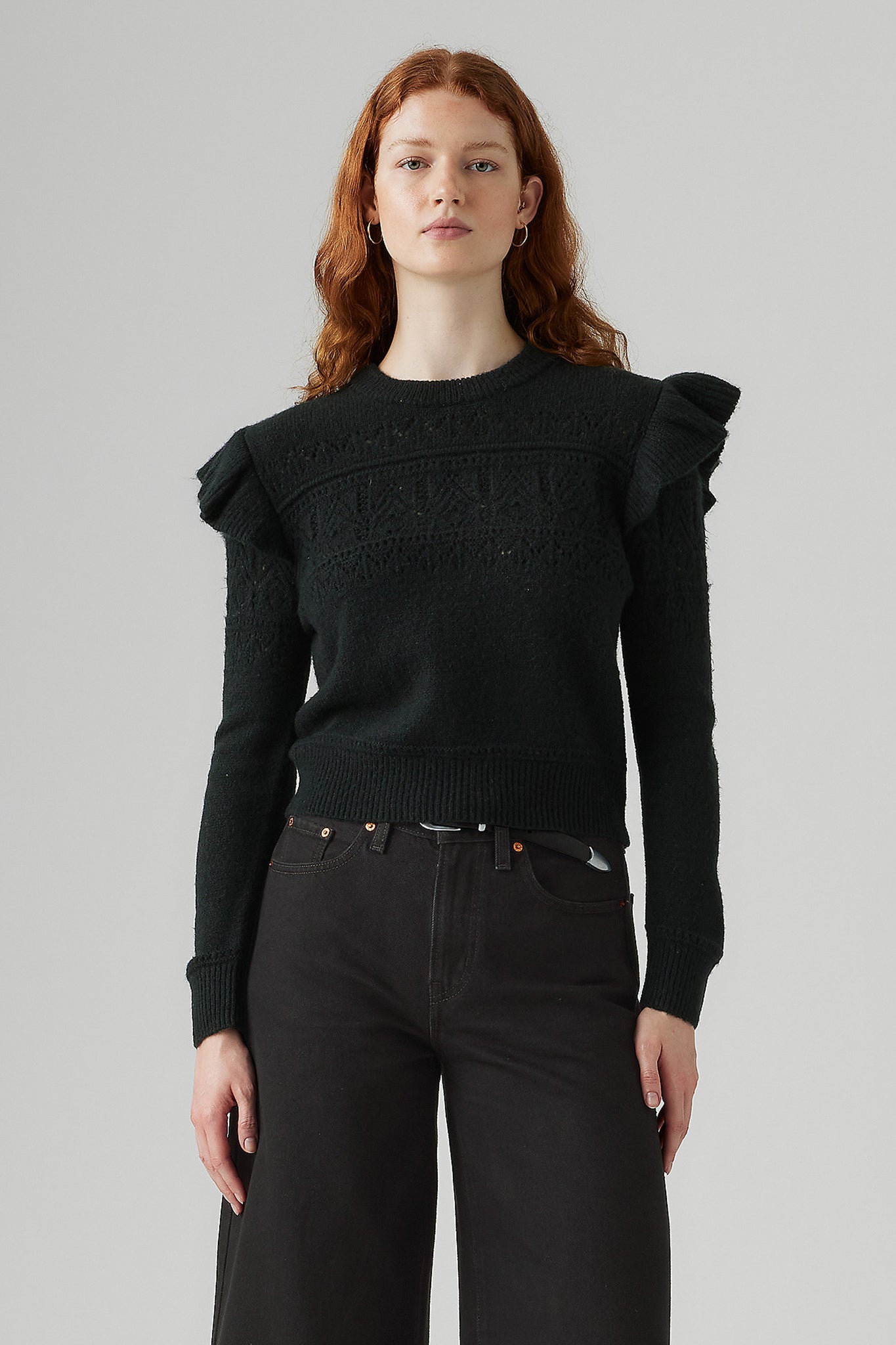 Shane Flutter Sleeve Pull-Over Anthracite Night