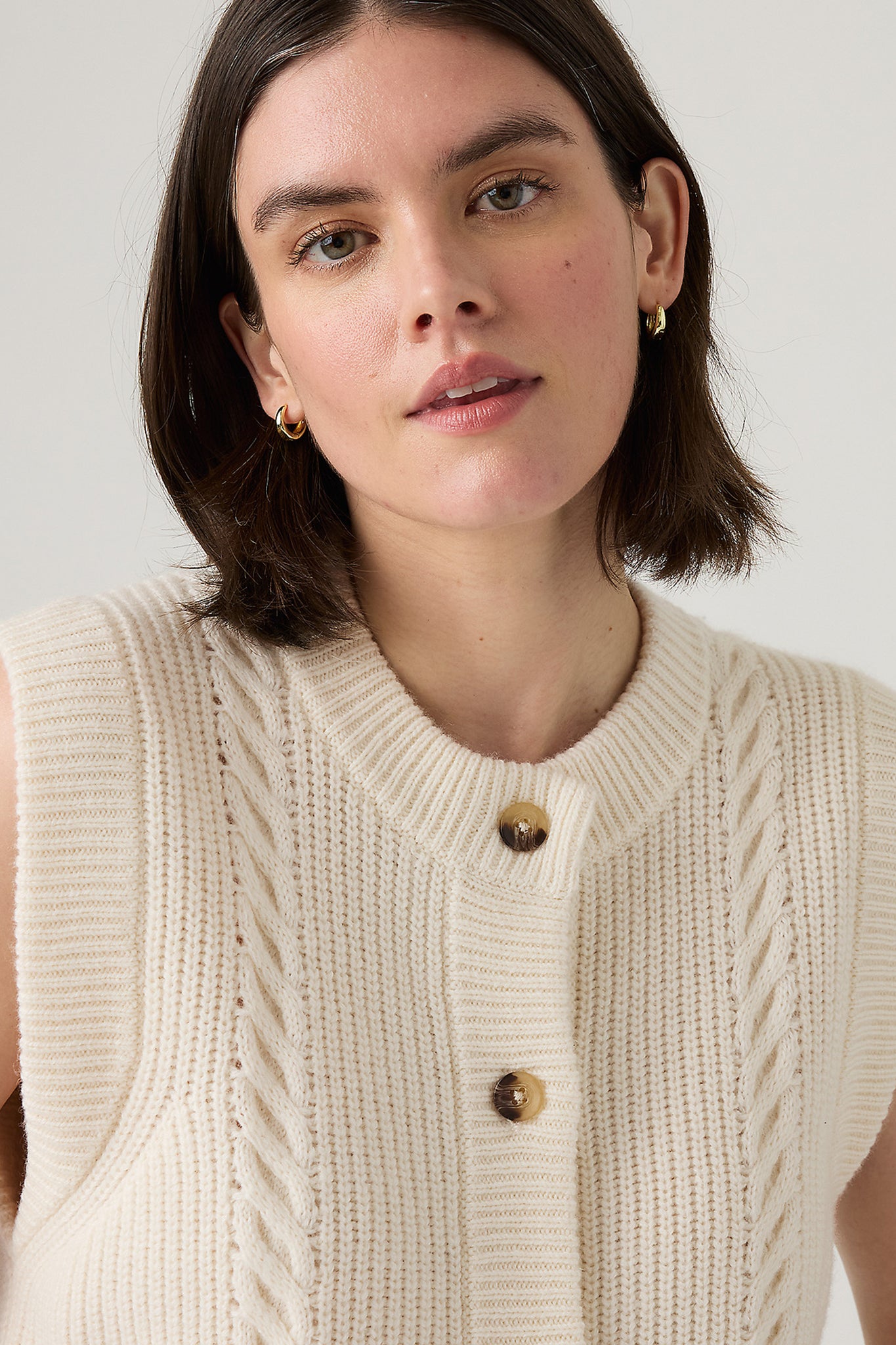 Ines Cable Sweater Vest Whisper White