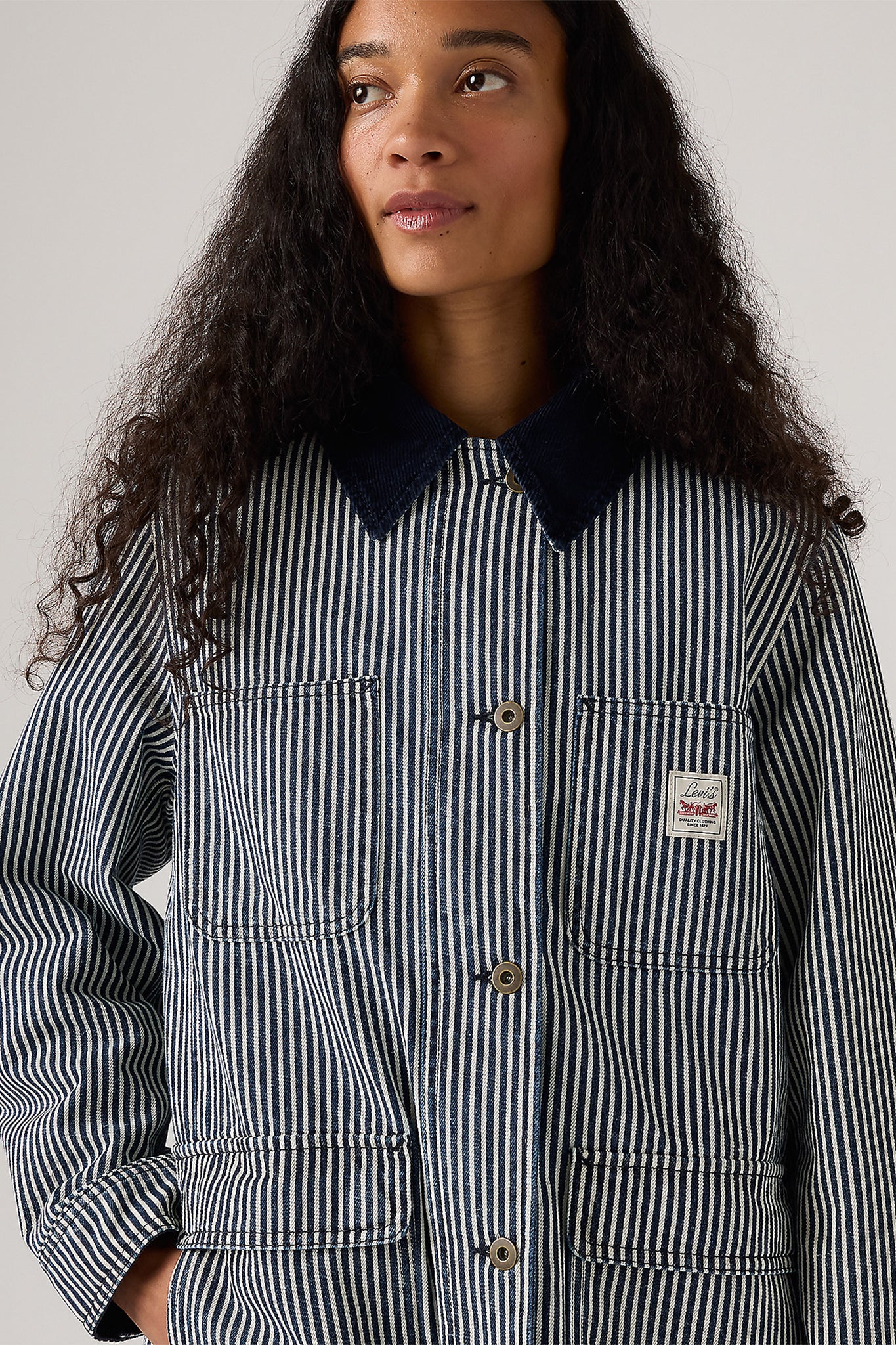 Bree Barn Stripe Jacket Indigo Stripe Indigo