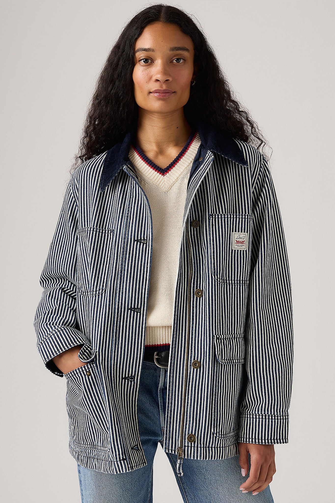 Bree Barn Stripe Jacket Indigo Stripe Indigo