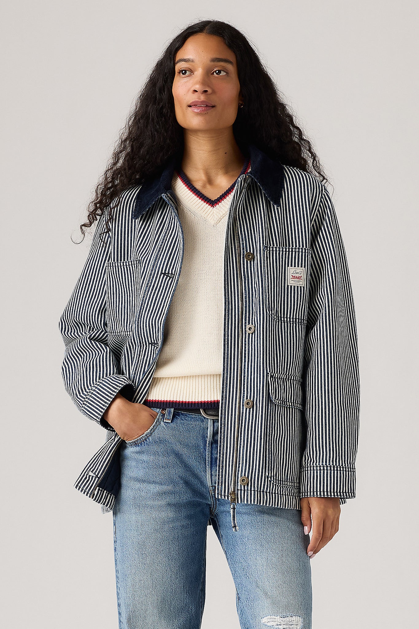 Bree Barn Stripe Jacket Indigo Stripe Indigo
