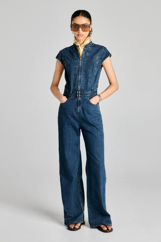 Blue Tab Moto Jumpsuit Black Pearl