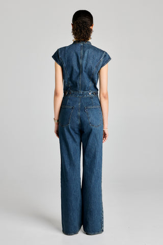 Blue Tab Moto Jumpsuit Black Pearl