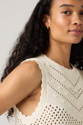 Adrienne Crochet Tank Egret White