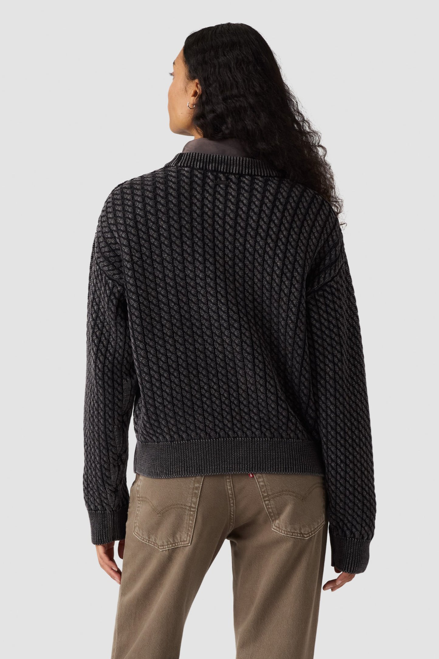 Leilah Cable Crewneck Washed Anthracite Night