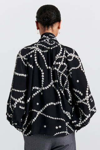 Runaway Pearls Blouse Black