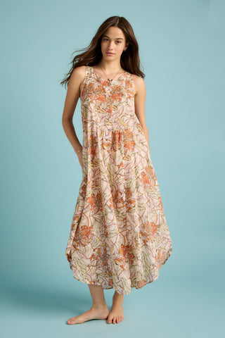 Lilies Panel Front Maxi Nightie Lilly Pink