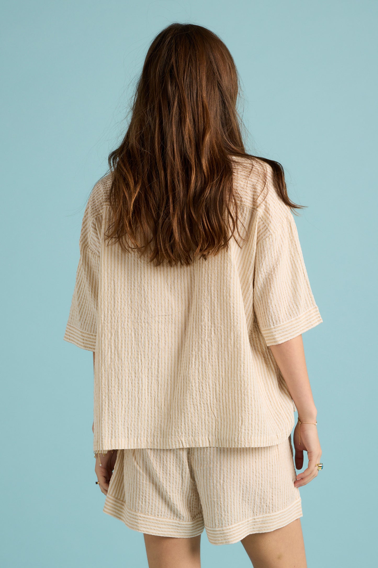Seersucker Stripe Boxer PJ Set Pepper/Cream