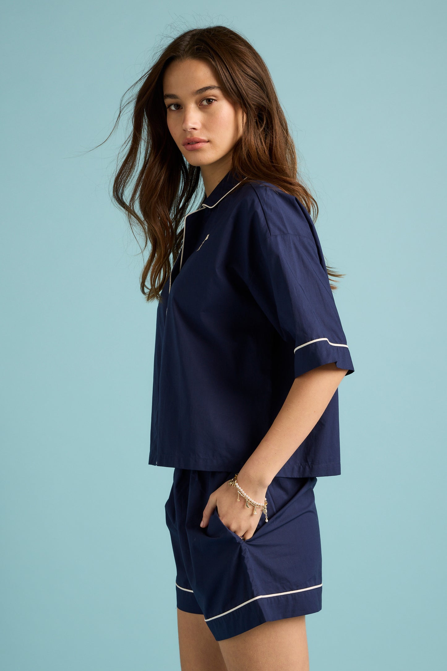 Runaway Girl Boxer PJ Set Deep Indigo