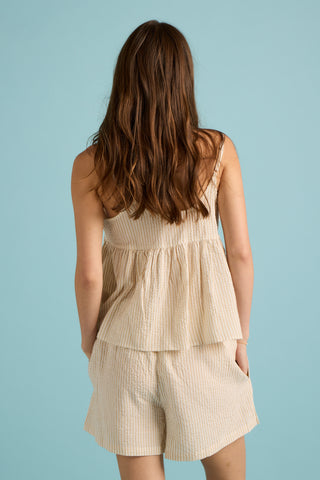 Seersucker Stripe Cami Boxer Pepper/Cream