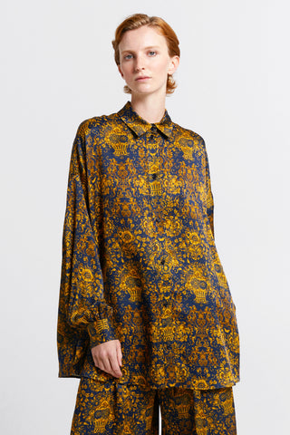 Oversized Walker Shirt Navy/Antique Gold
