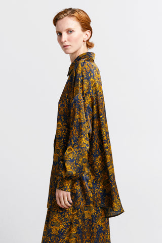 Oversized Walker Shirt Navy/Antique Gold