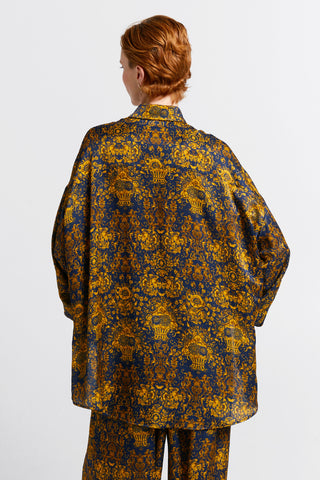 Oversized Walker Shirt Navy/Antique Gold