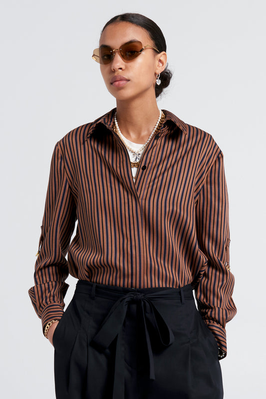 Avenue Shirt Brown Multi Stripe