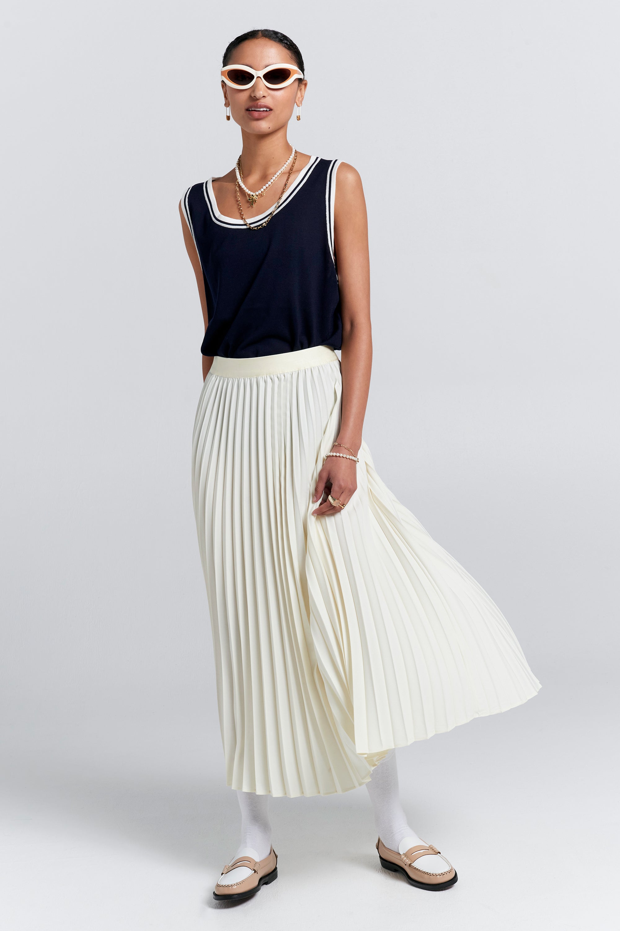 Sunray Pleated Skirt Cream – Karen Walker - Main Image