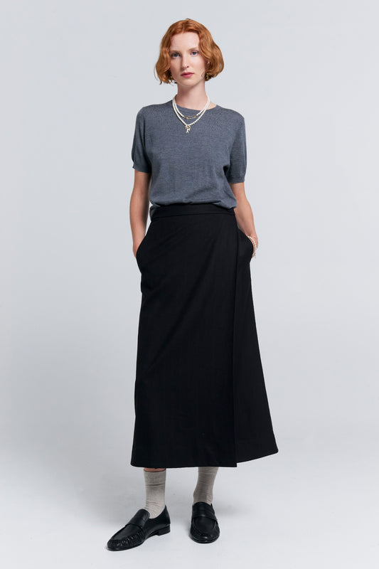 Roving Wrap Skirt Black