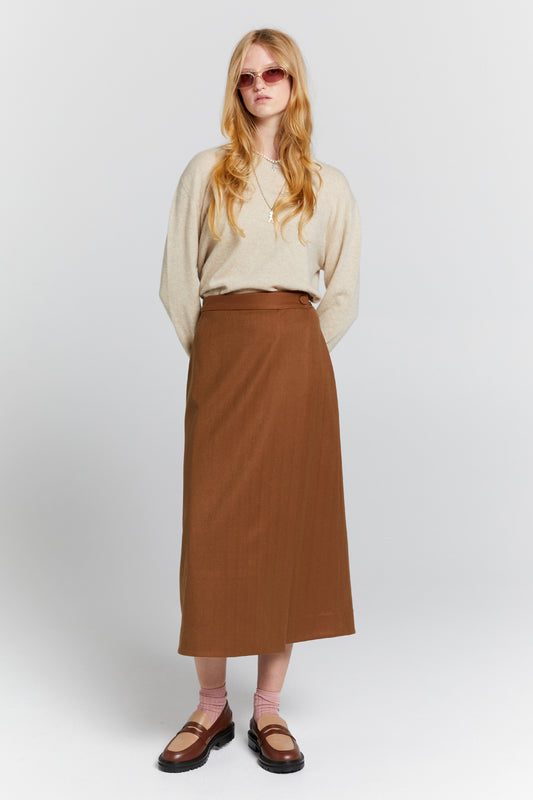 Roving Wrap Skirt Chestnut