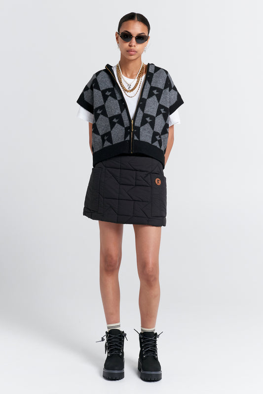 Quilted Monogram Skirt Black
