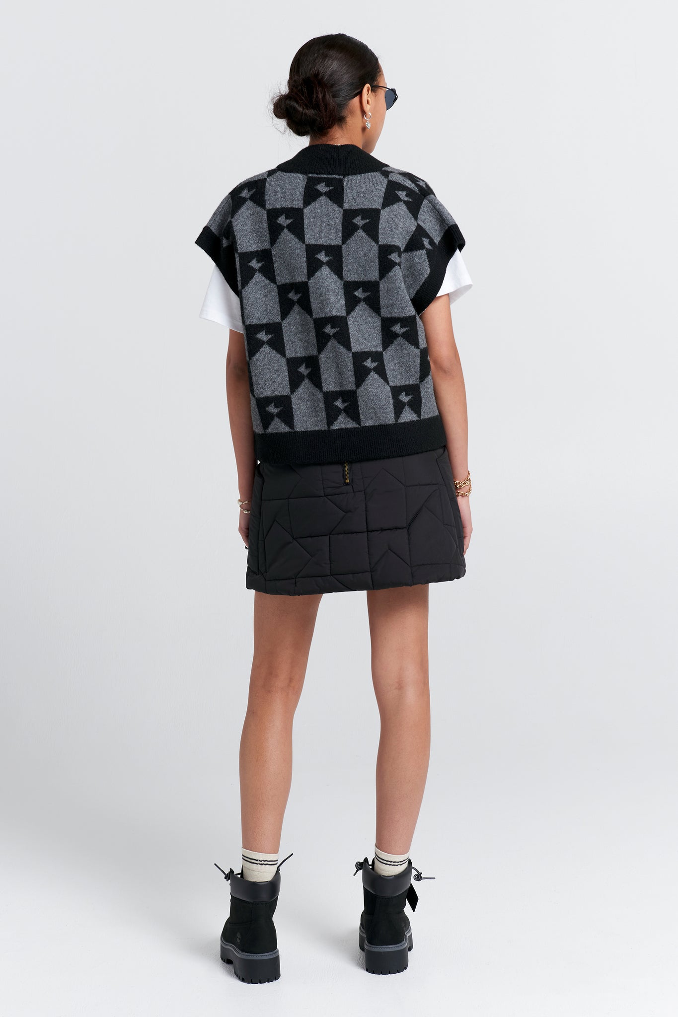 Quilted Monogram Skirt Black