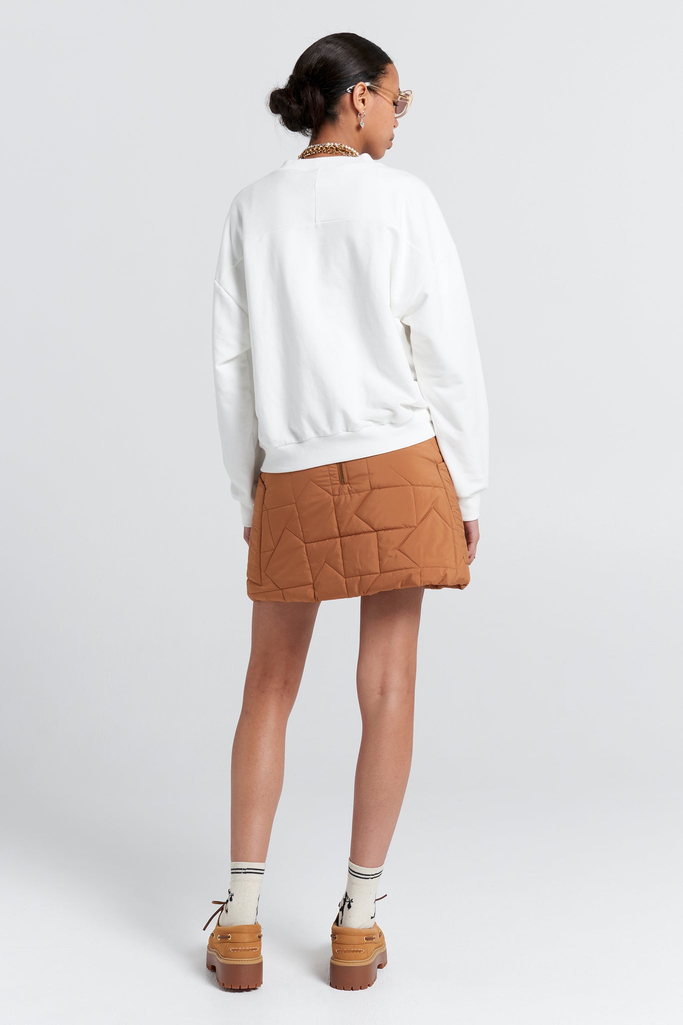 Quilted Monogram Skirt Dark Tan