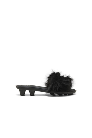 Chic Fur Slides Black/Silver