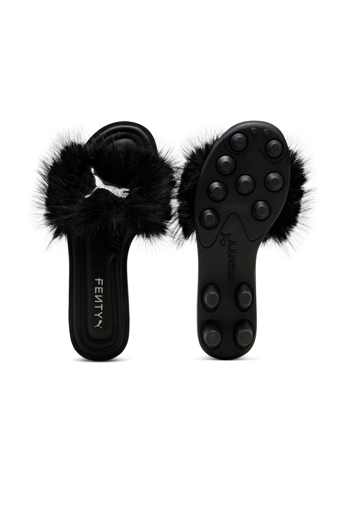 Chic Fur Slides Black/Silver