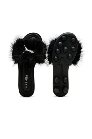 Chic Fur Slides Black/Silver