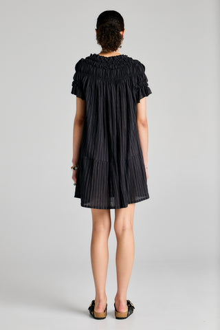 Mini Orestes Organic Cotton Dress Stripe Cotton Voile Black