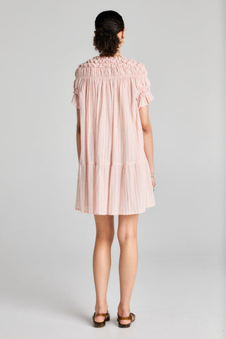 Mini Orestes Organic Cotton Dress Stripe Cotton Voile Pink