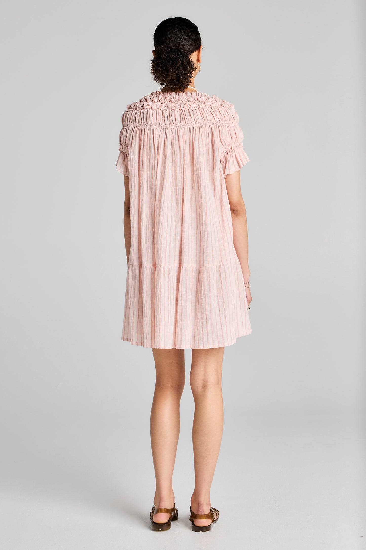 Mini Orestes Organic Cotton Dress Stripe Cotton Voile Pink