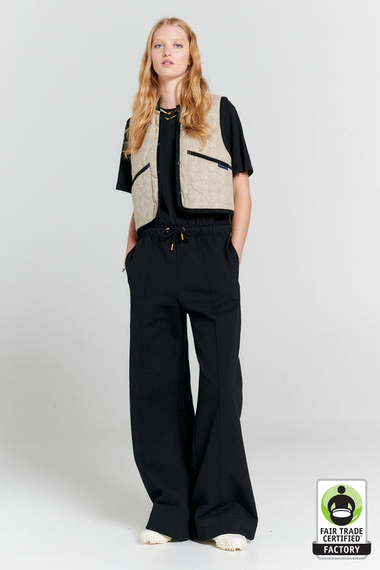 Pin Tuck Track Pants Black