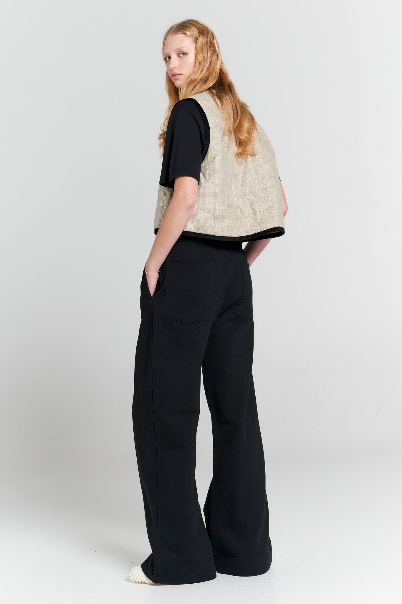 Pin Tuck Track Pants Black