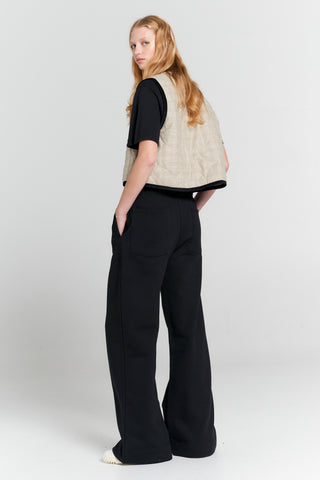 Pin Tuck Track Pants Black