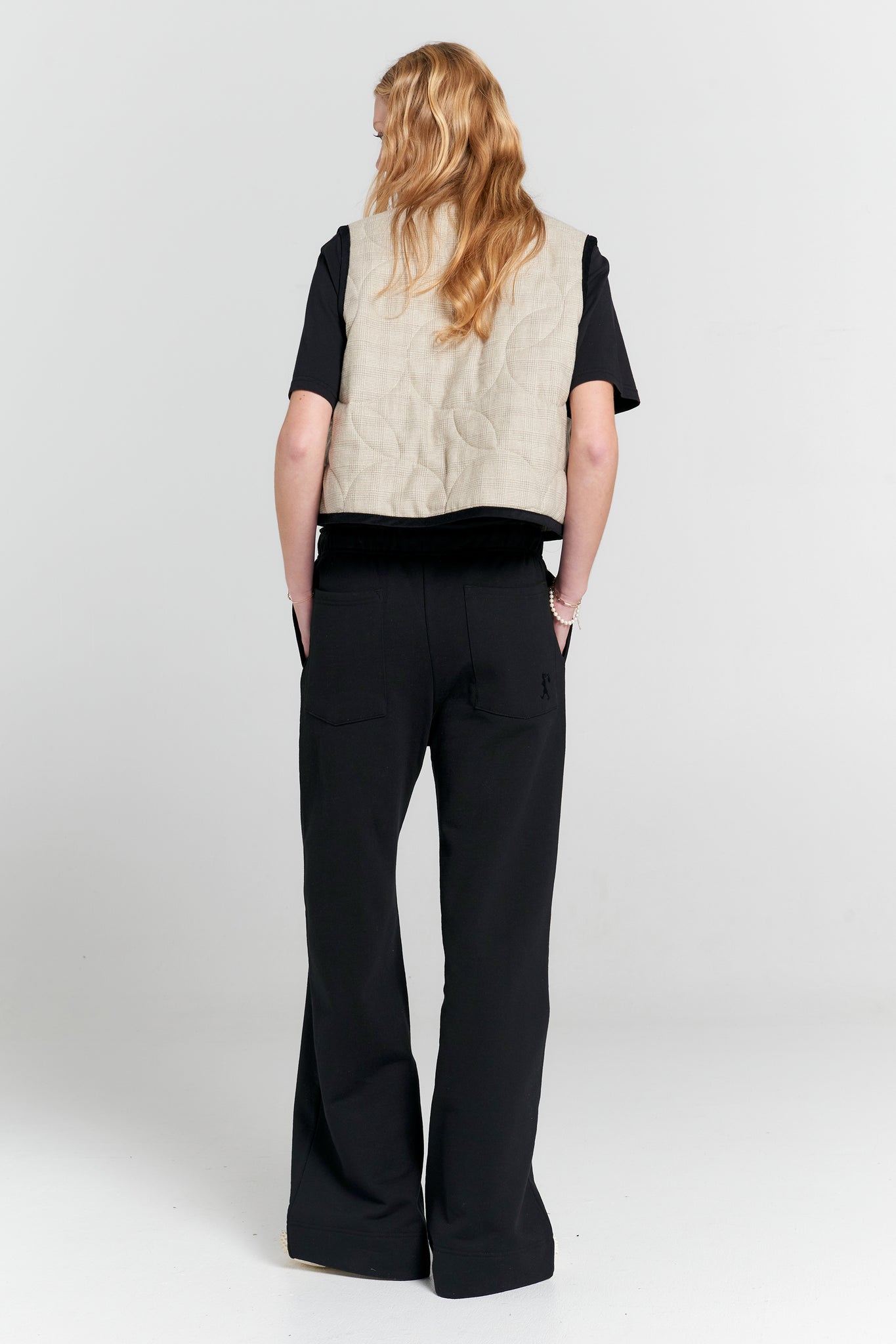 Pin Tuck Track Pants Black