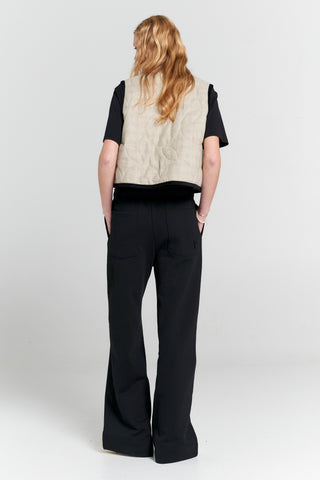 Pin Tuck Track Pants Black