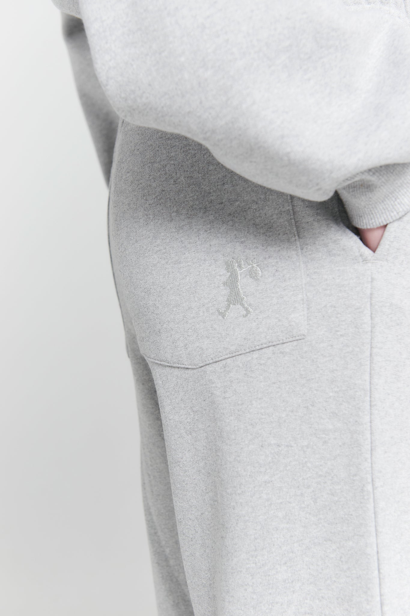 Pin Tuck Track Pants Grey Marle