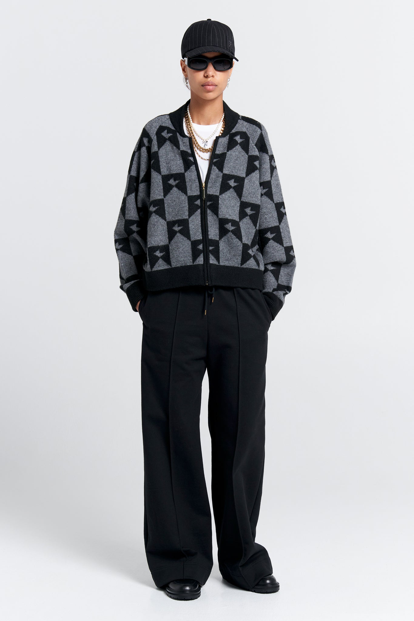 Pin Tuck Track Pants Black