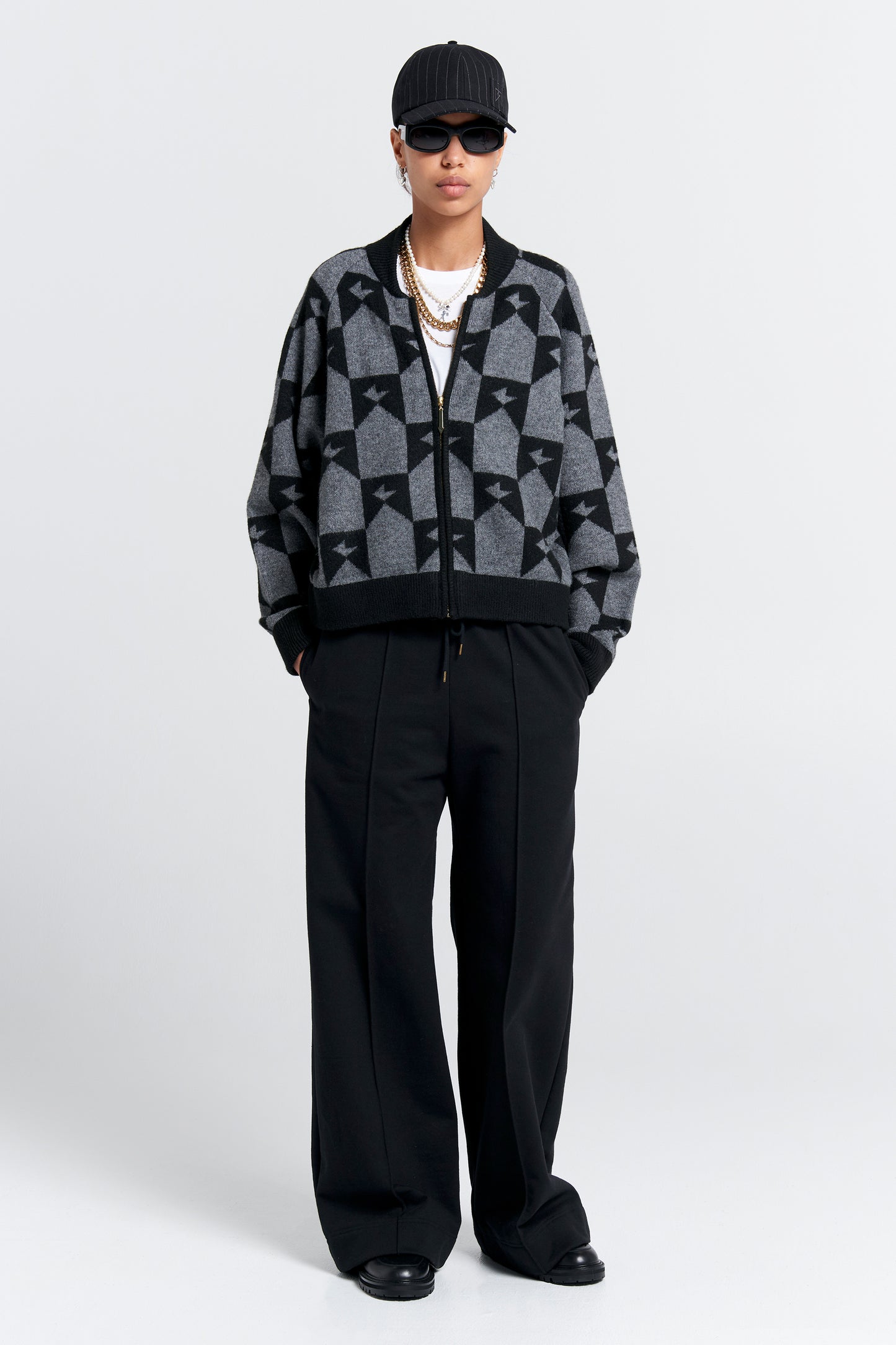 Pin Tuck Track Pants Black