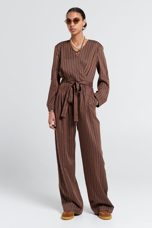 Avenue Jumpsuit Brown Multi Stripe