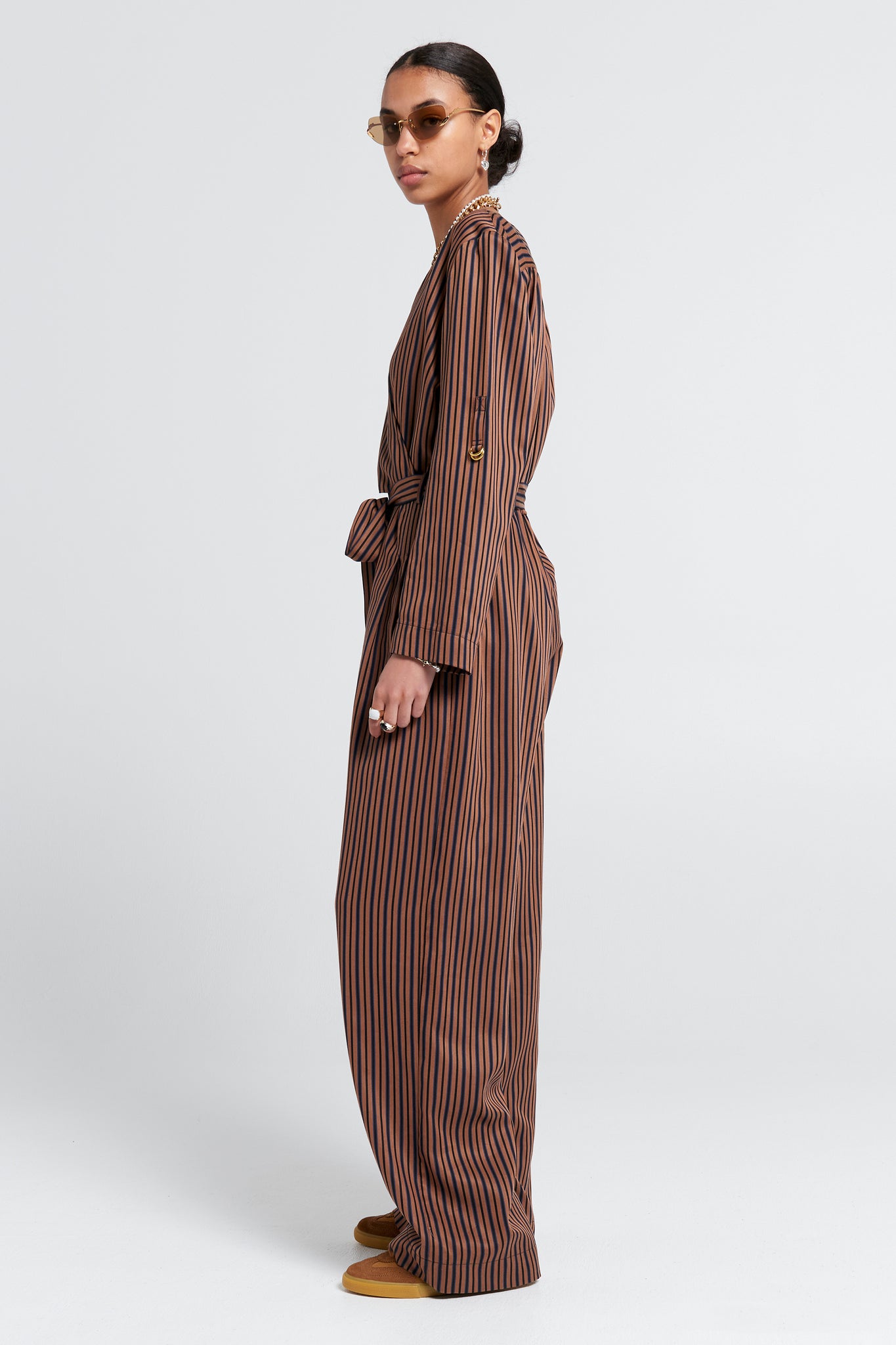 Avenue Jumpsuit Brown Multi Stripe