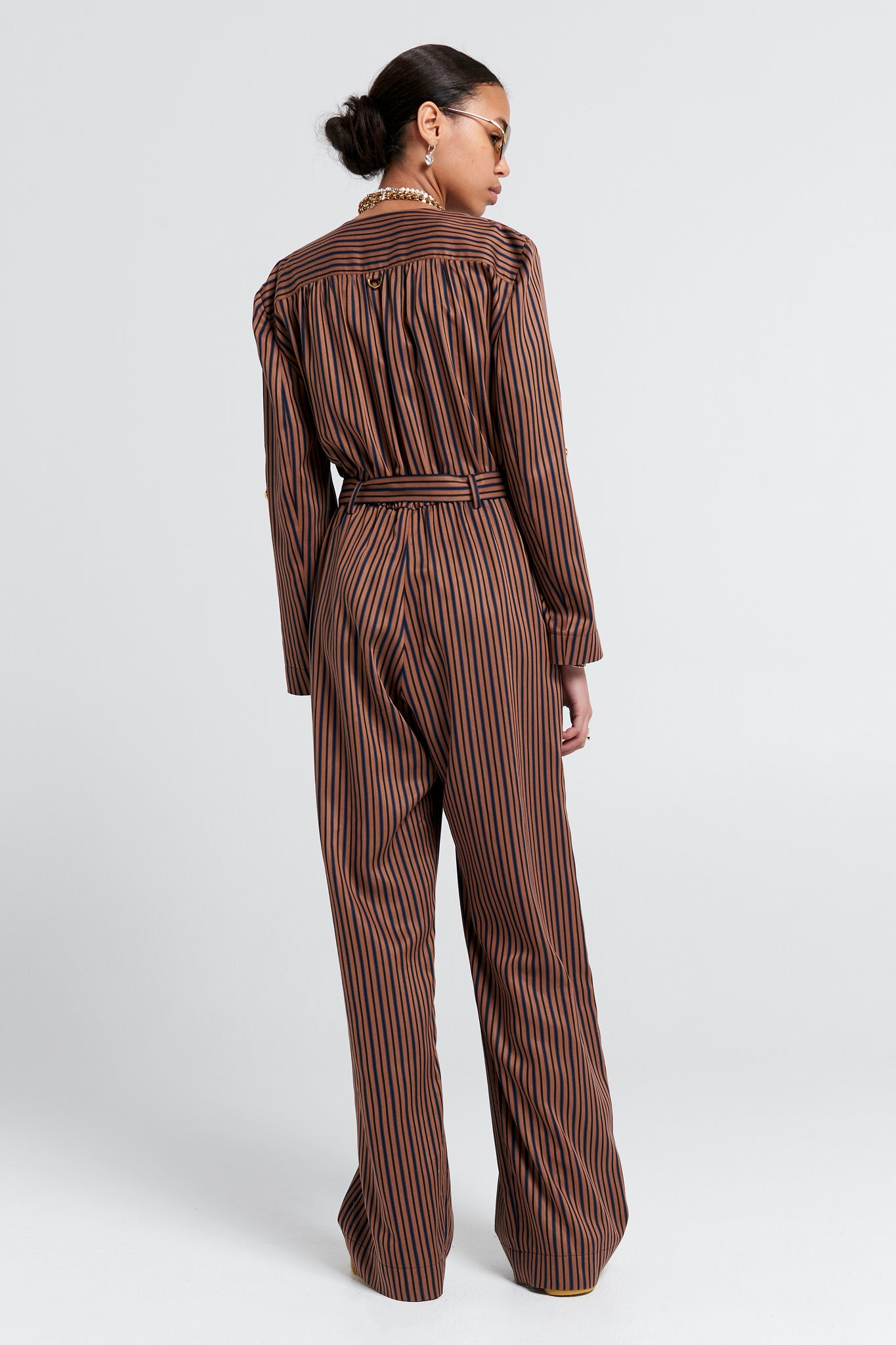 Avenue Jumpsuit Brown Multi Stripe