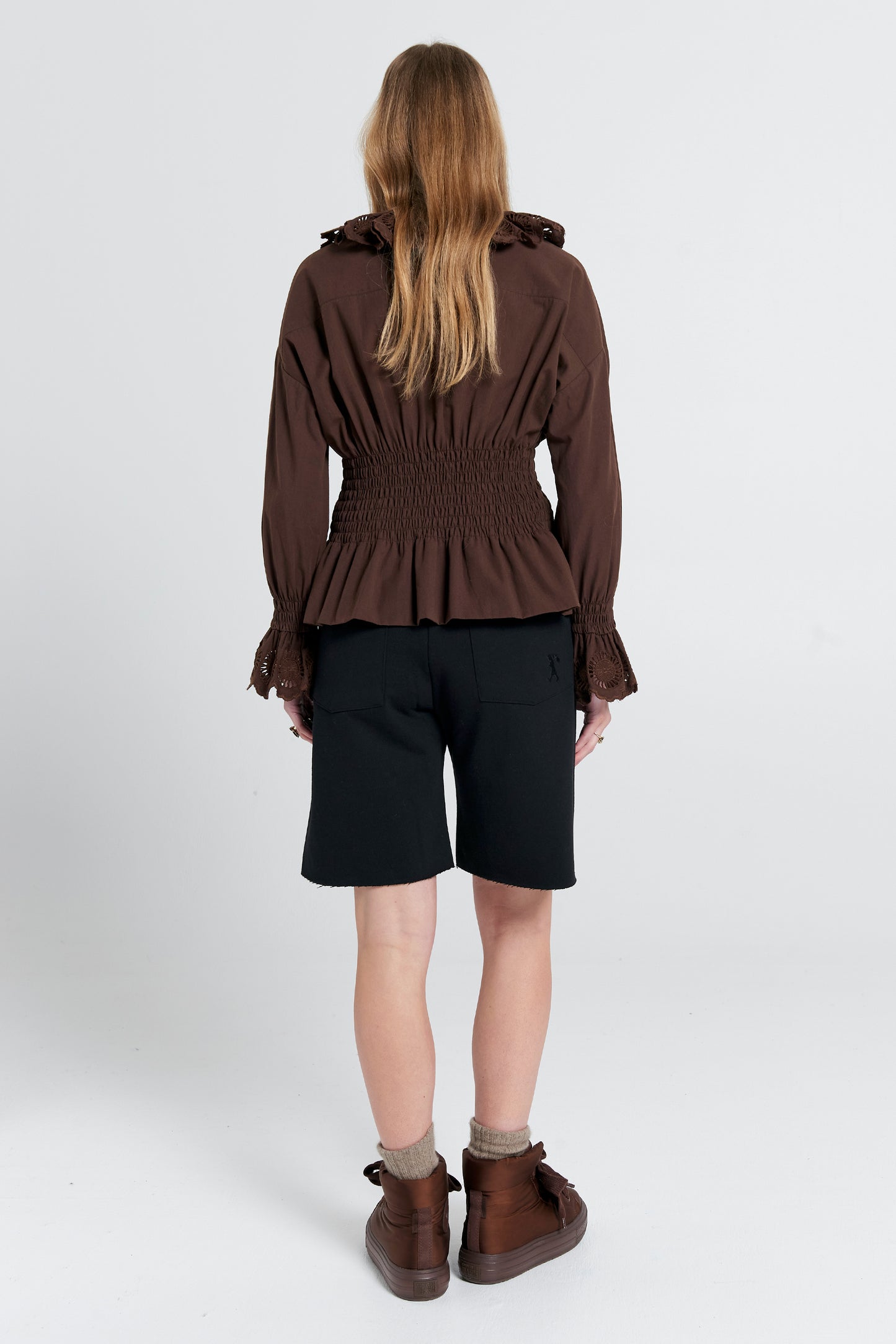 Pin Tuck Track Shorts Black