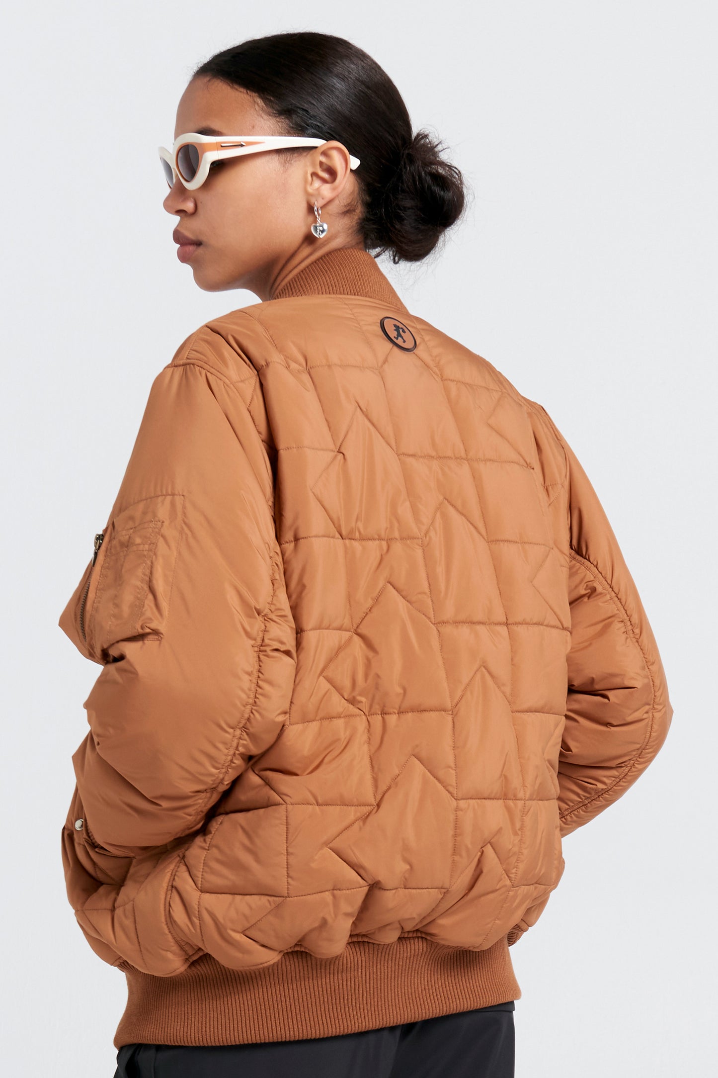 Quilted Bomber Jacket Dark Tan