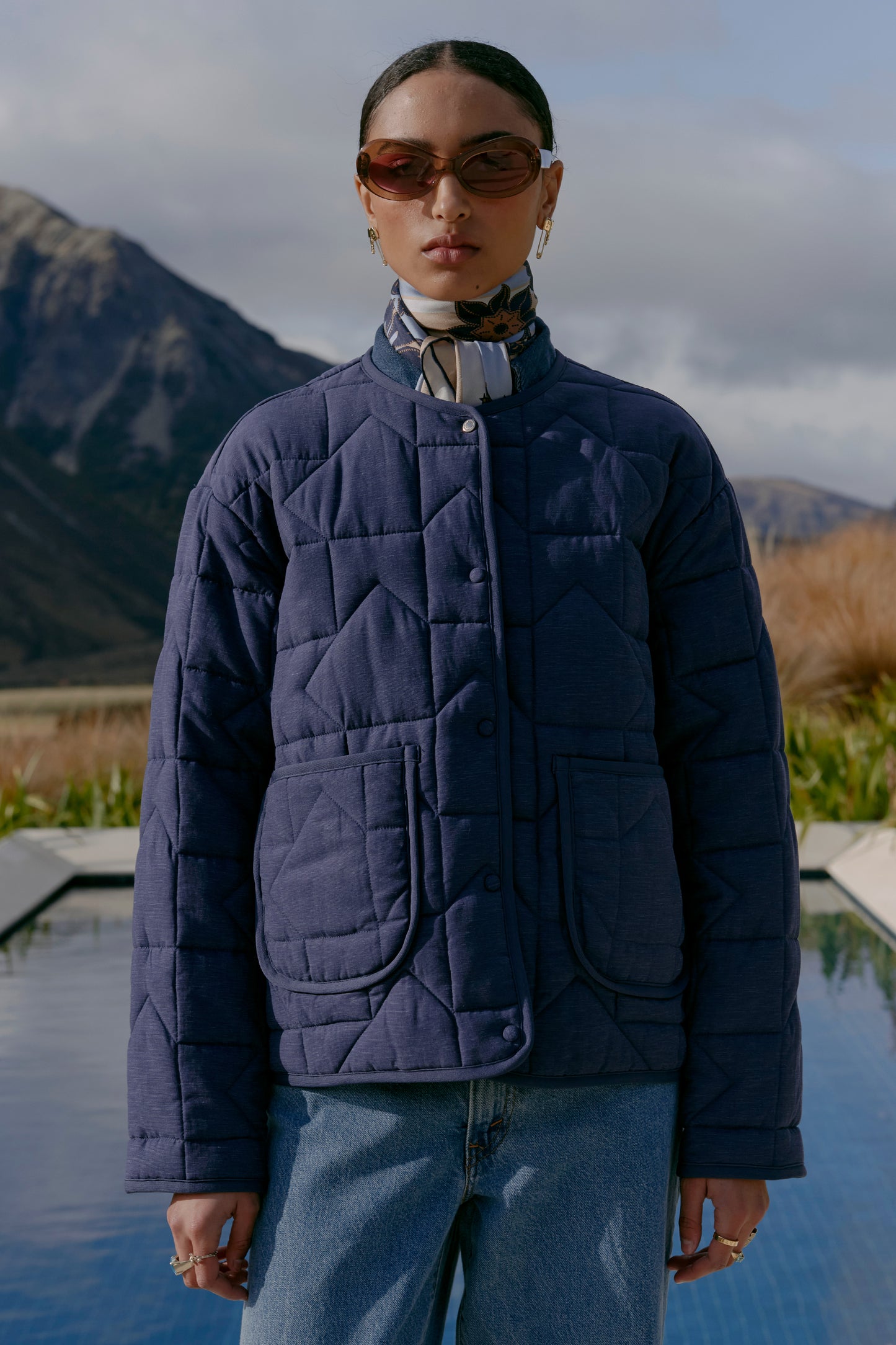 Quilted Drift Jacket Navy