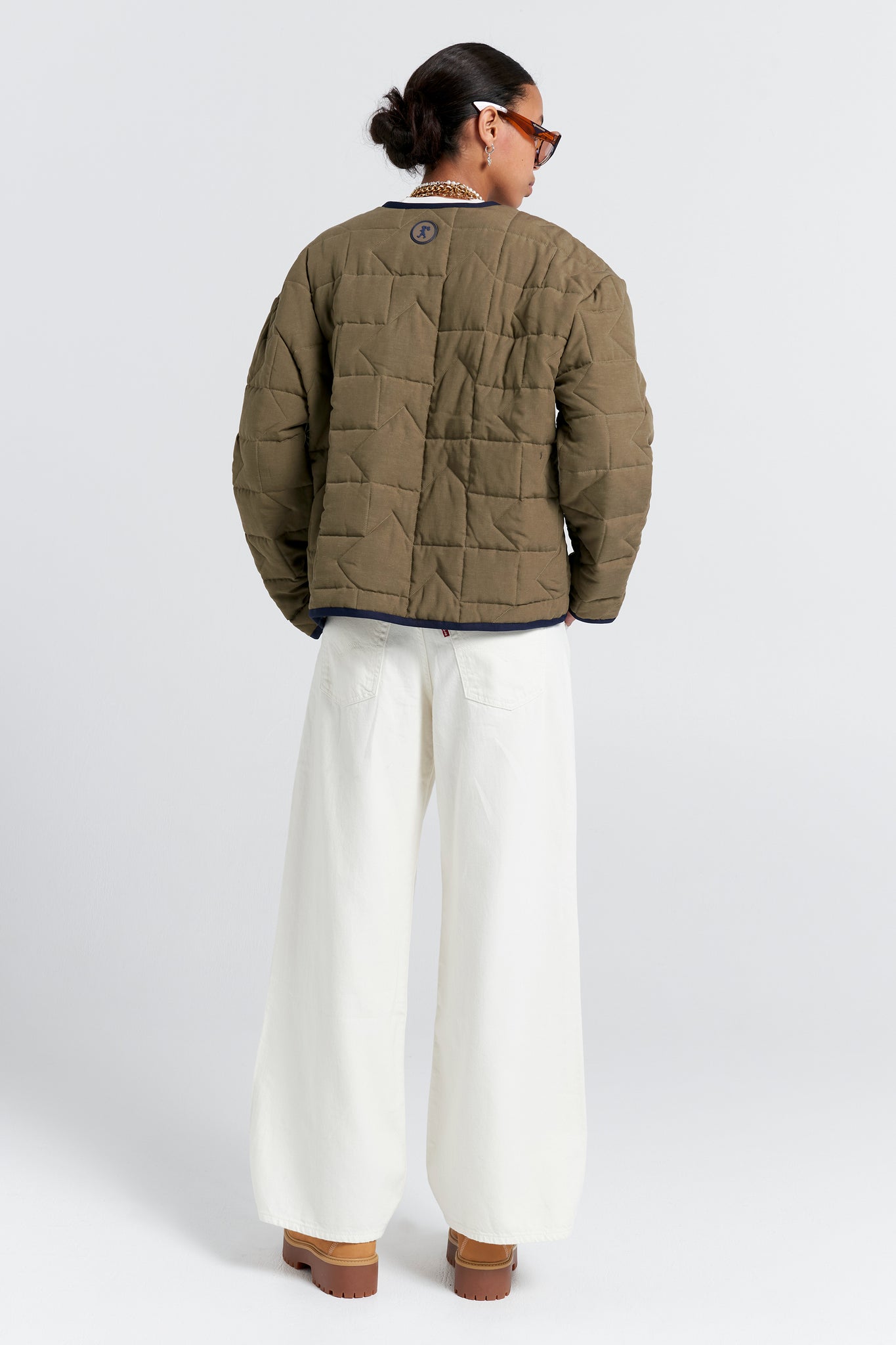 Quilted Drift Jacket Khaki/Navy