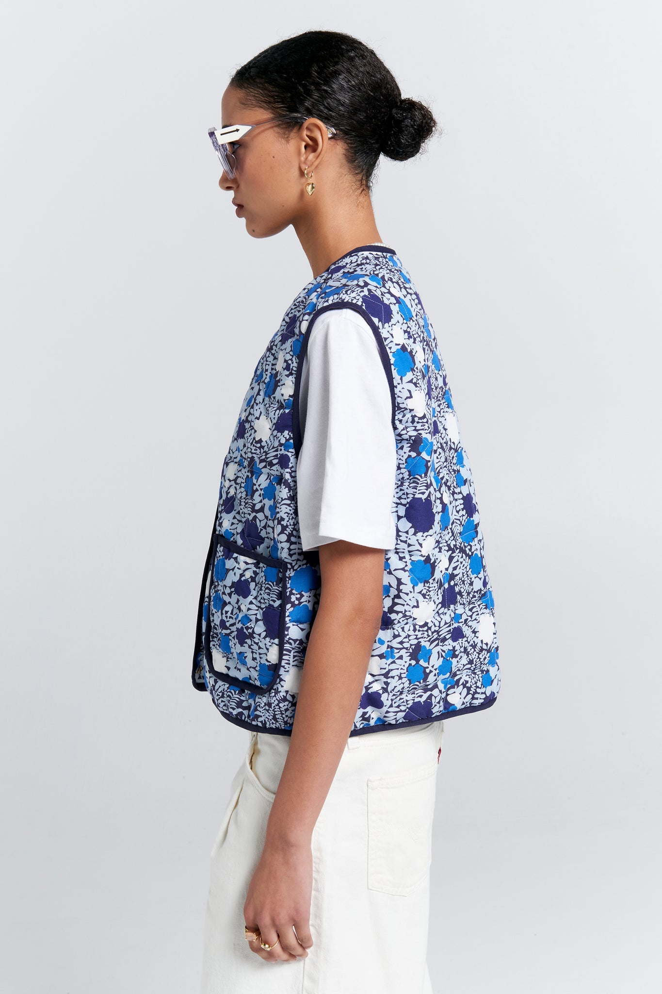 Quilted Drift Vest Blue Multi