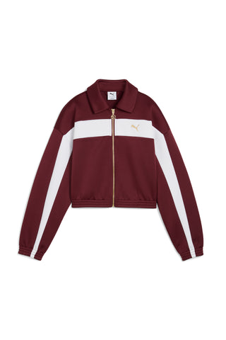 Relaxed Cropped Track Jacket Ruby Shimmer
